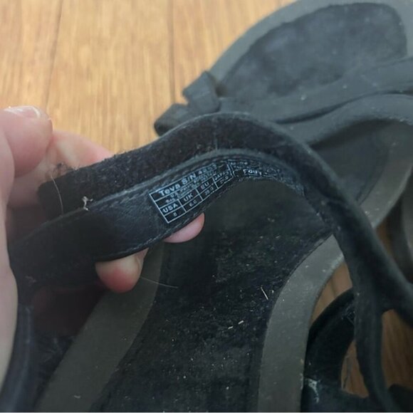 Teva Women’s Ventura Cork Black Brown Ankle Strap Wedge Leather Sandals Size 8 - Picture 6 of 6